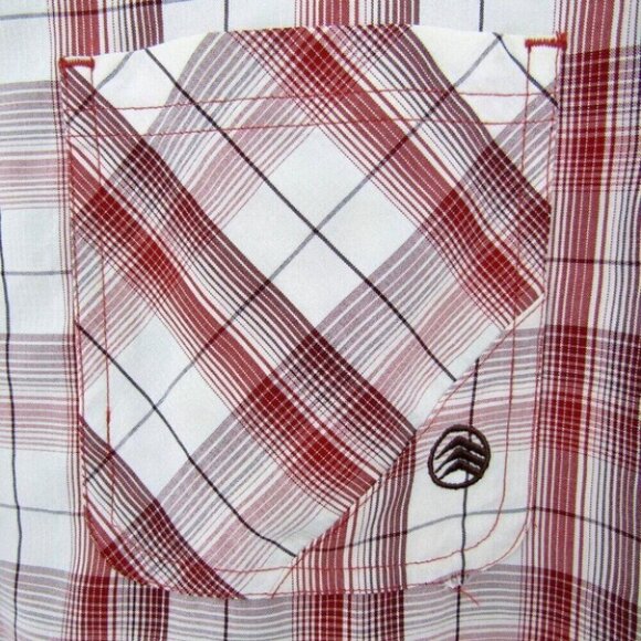 Solaris Ivory Rust Plaid Button Front Shirt Mens Size M Hiking Long Sleeve - Picture 4 of 11